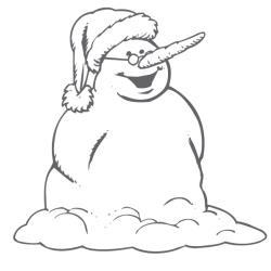 Imprime le coloriage du bonhomme de noel souriant dans la neige gratuitement.