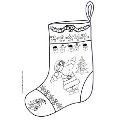 coloriage Noel enfant : Imprime ce coloriage de Noel qui représente une jolie botte de Noel décorée de motifs comme un Père Noà´l et un sapin.
