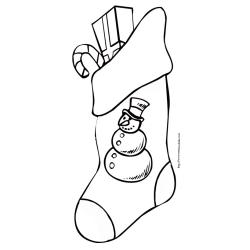 coloriage d'une botte de Noël décorée d'un bonhomme de neige 