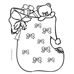 coloriage d'une botte de Noël au nounours