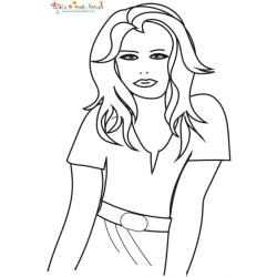 Coloriage buste femme aux cheveux longs
