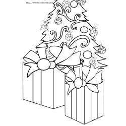 coloriage Noel enfant : Imprime ce coloriage de Noel : deux très gros cadeaux posés devant le sapin de Noà´l