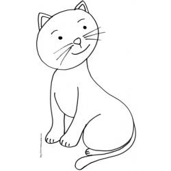 Imprime le coloriage d'un petit chat assis sur son derrière et dressé sur ses deux pattes de devant

