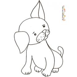 Coloriage du mignon petit chien a l'oreille dressée