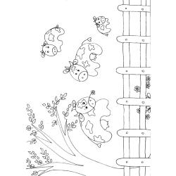 Coloriage de vaches courant dans le pré