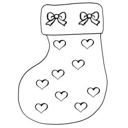Coloriage de la botte de Noël aux coeurs