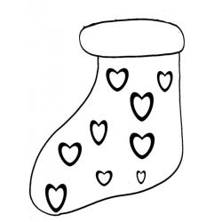 Coloriage de Noël : botte décorée de coeurs