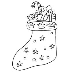 Coloriage d'une botte de Noël garnie