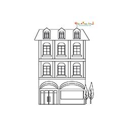 Coloriage maison ville 2 étages