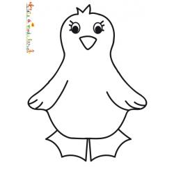 Coloriage d'un gros poussin aux pieds palmés