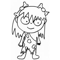 coloriage d'une femme de cro-magnon avec os dans les cheveux 