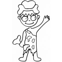 coloriage d'une femme de cro-magnon au chignon 