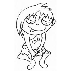 coloriage d'un homme de cro-magnon tailleur de pierres 