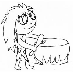 coloriage d'une femme de cro-magnon cuisinant 