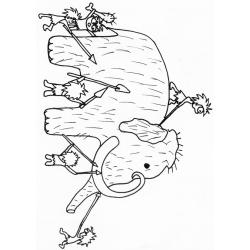 coloriage des hommes de cro-magnon à la chasse au mammouth