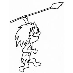 coloriage homme de cro-magnon chassant 