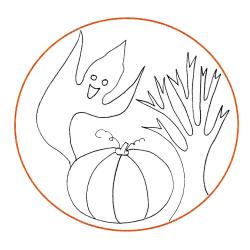 Coloriage vitrail d'Halloween fantôme à la citrouille