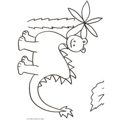 Coloriage du petit dinosaure au palmier