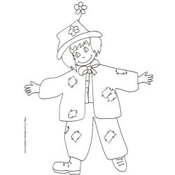 Coloriage de l'épouvantail au chapeau à fleurs