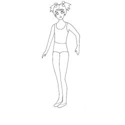 Poupée fille : modèle à colorier
