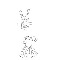 Poupée fille : modèle de maillot et robe à colorier
