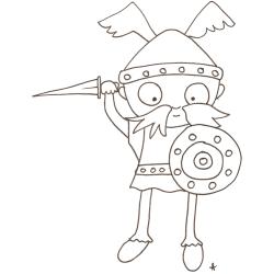 coloriage d'un gaulois à l'épée et bouclier 