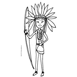 Imprimer le coloriage d'un indien à coiffe
