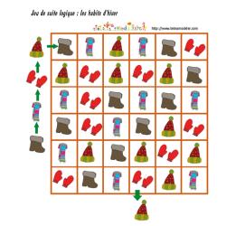 jeu de suite logique : les habits d'hiver