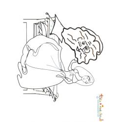 Coloriage de Belle devant son lit