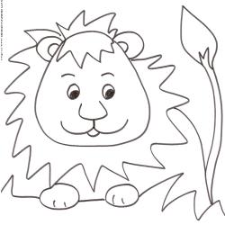 Coloriage d'un lion dans les herbes