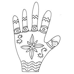 Imprimer le coloriage de la main graphique fleur