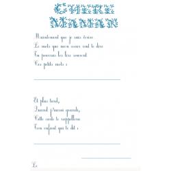 Imprimer le texte : chère maman, à compléter bleu