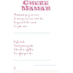 Imprimer le texte : chère maman, à compléter rose 