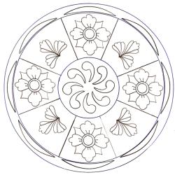 Coloriage d'un mandala aux fleurs et feuilles