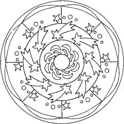 coloriage du mandala aux étoiles filantes