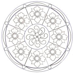 coloriage d'un mandala aux huit fleurs