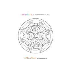 Coloriage mandala motifs marins 2