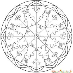 Mandala petits lapins et lapines de Pâques