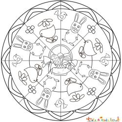 Mandala lapin et poussin de Pâques