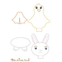 Modèles de marques places de Pâques poussin et lapin