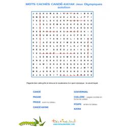 Solution pour les mots cachés du canoë-kayak