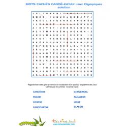 grille de solution des mots cachés canoë-kayak