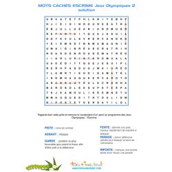 escrime : solution pour les mots cachés