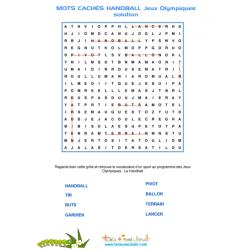 Solution des mots cachés sur le handball