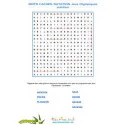 solution des mots cachés de natation