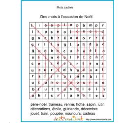 Solution du jeu de mots cachés : Mots de Noël