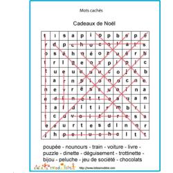 Solution du jeu de mots cachés : noms de cadeaux 