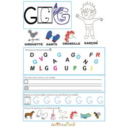 Page de lecture - écriture : Grande lettre G 