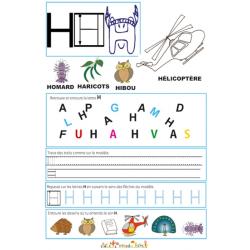 Page de lecture - écriture : Grande lettre H