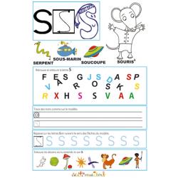 Page de lecture - écriture : la lettre S de souris